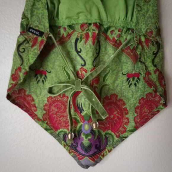 GUESS Green-and-Red Paisley Handkerchief Tank Women's S - Picture 9 of 10